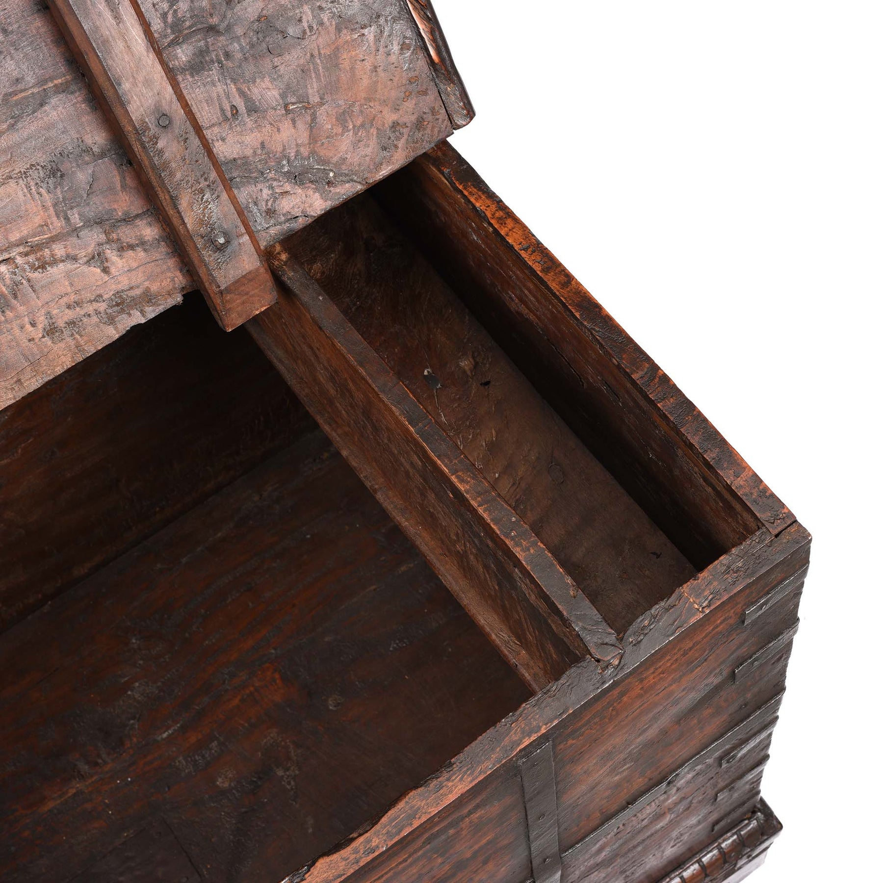 Iron Bound Teak Chest From Gujarat - 19thC