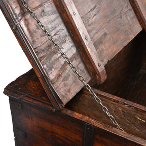 Iron Bound Teak Chest From Gujarat - 19thC