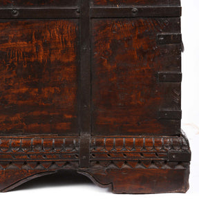 Iron Bound Teak Chest From Gujarat - 19thC
