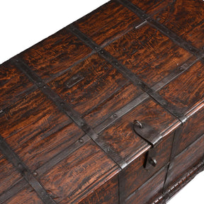 Iron Bound Teak Chest From Gujarat - 19thC