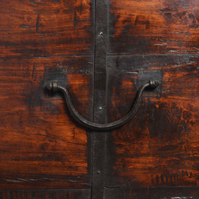 Iron Bound Teak Chest From Gujarat - 19thC