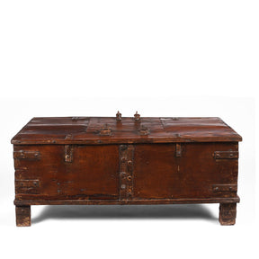 Iron Bound Indian Teak Chest From Gujarat - 18thC