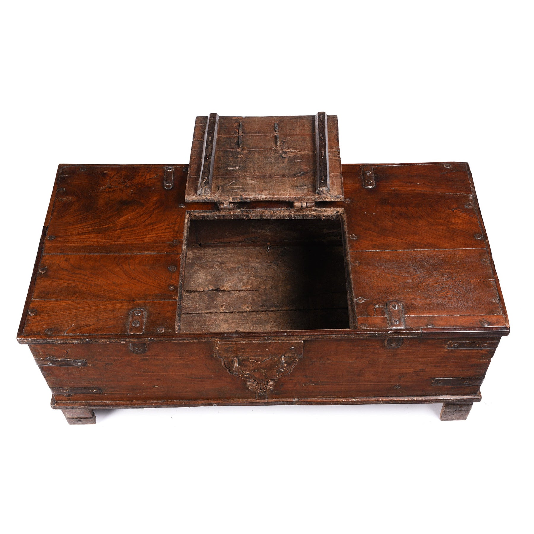 Iron Bound Indian Teak Chest From Gujarat - 18thC