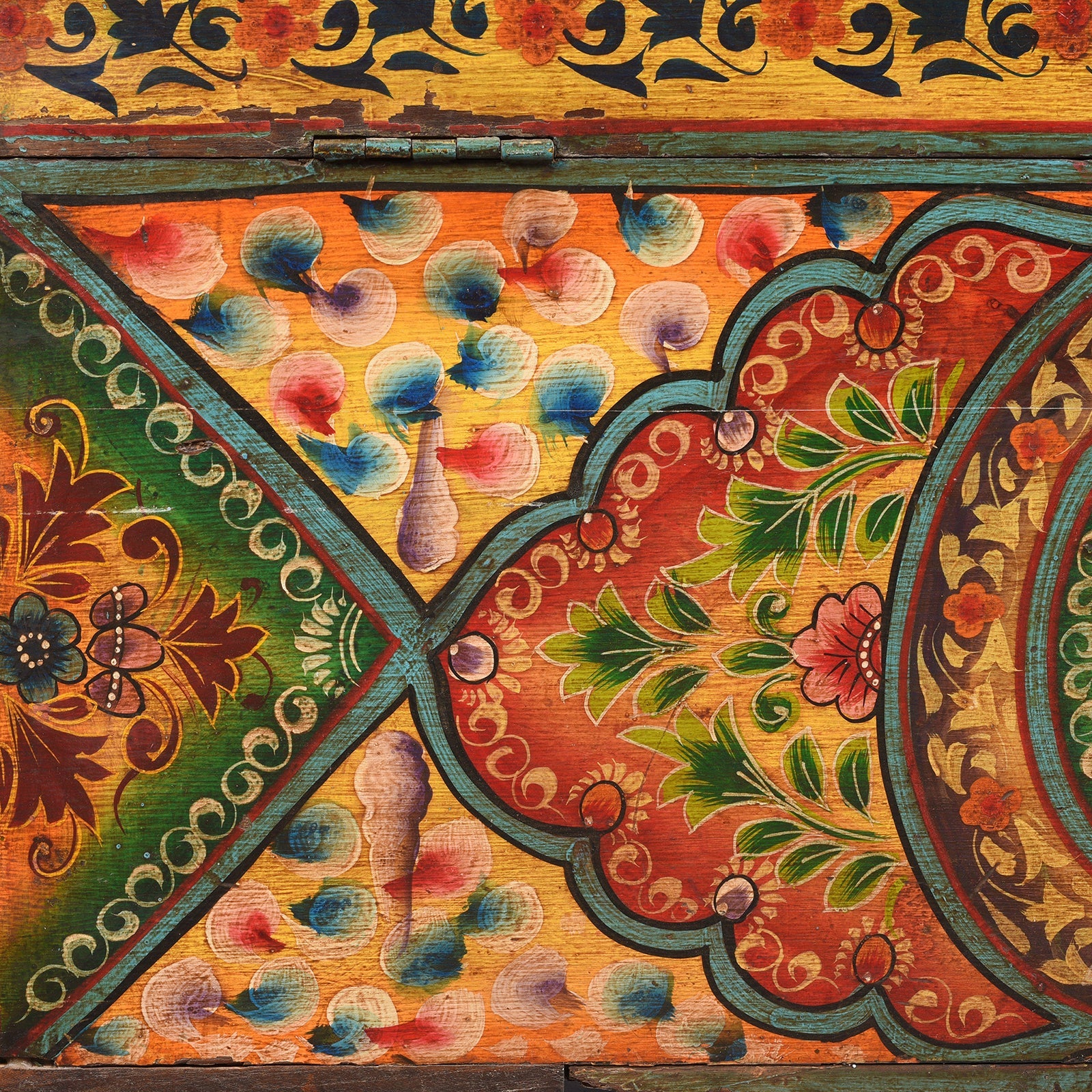 Old Indian Chest with Later Paint - 19thC