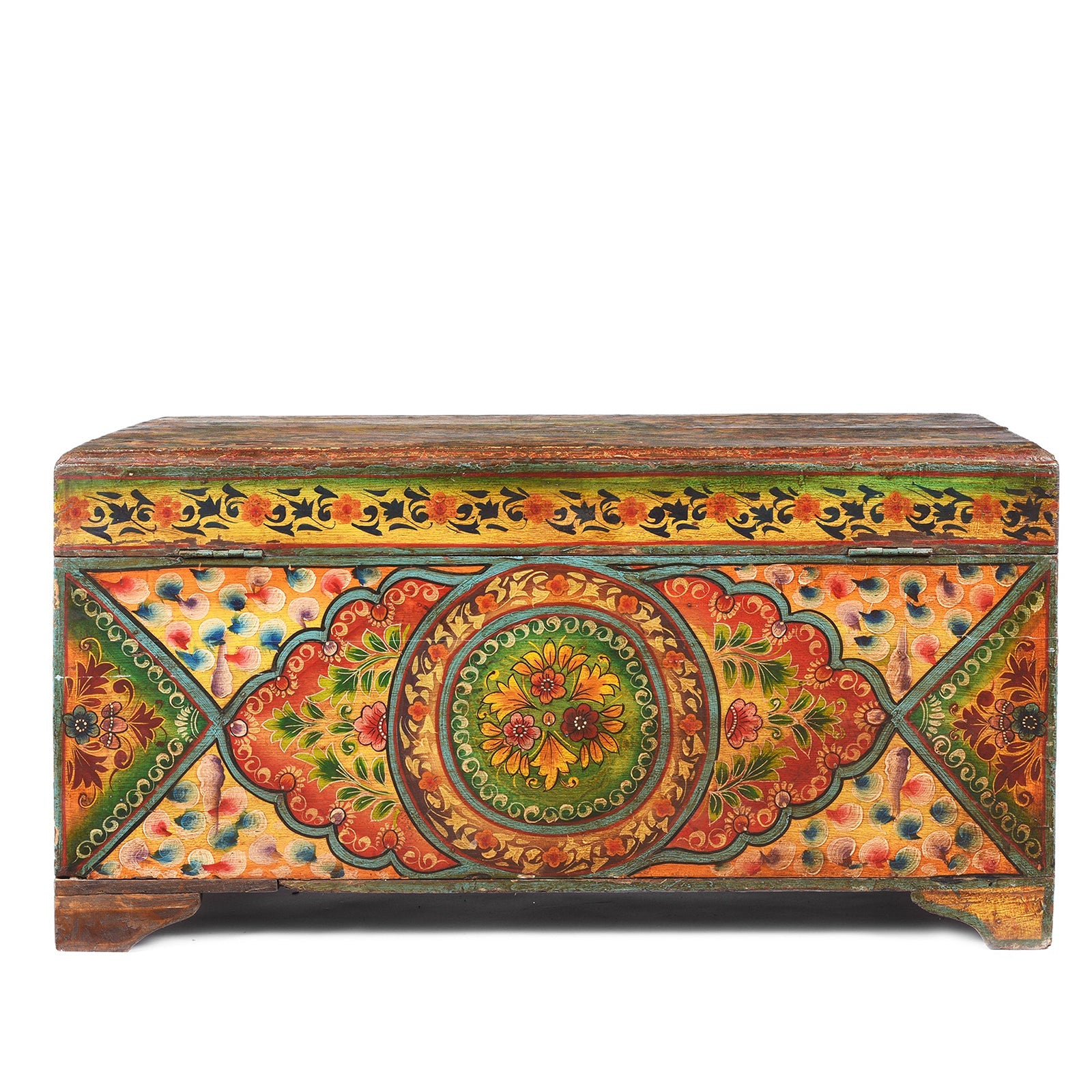 Old Indian Chest with Later Paint - 19thC
