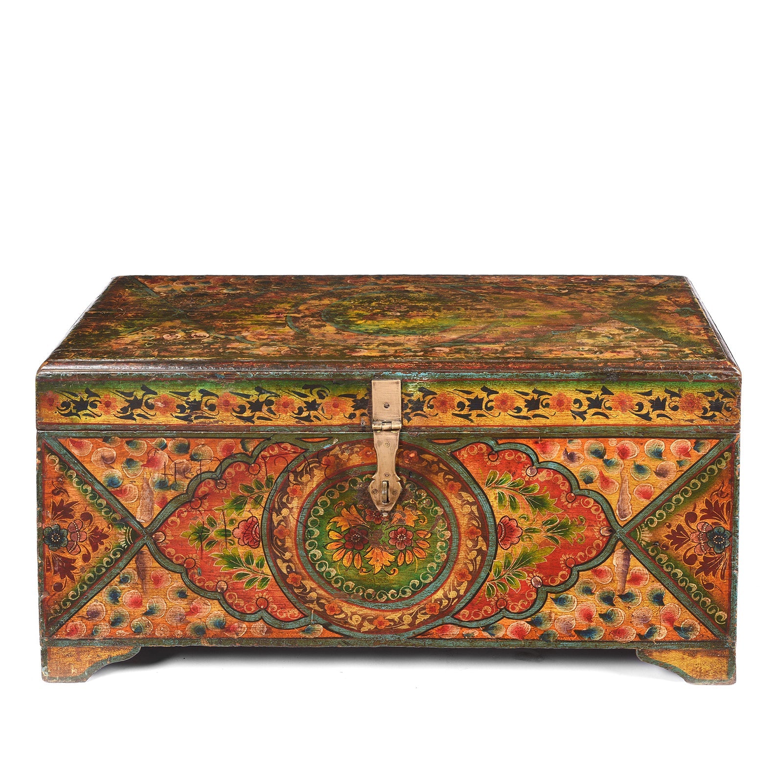 Old Indian Chest with Later Paint - 19thC