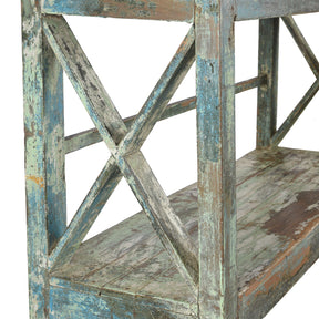 Green Painted Teak Shelf From Rajasthan - Ca 1930
