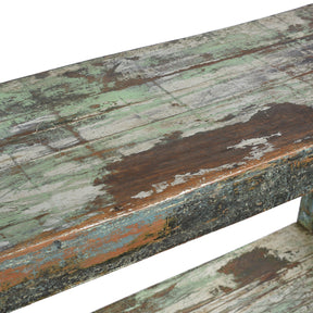 Green Painted Teak Shelf From Rajasthan - Ca 1930