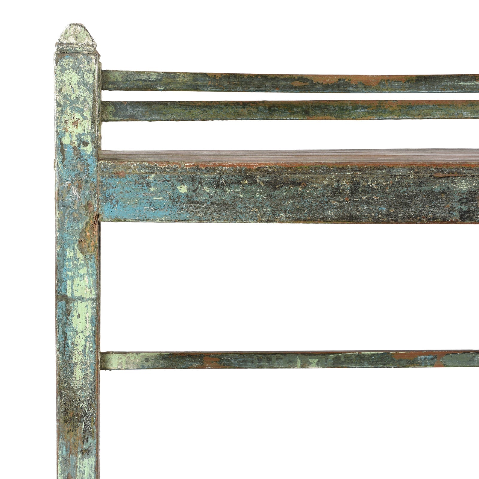 Green Painted Teak Shelf From Rajasthan - Ca 1930