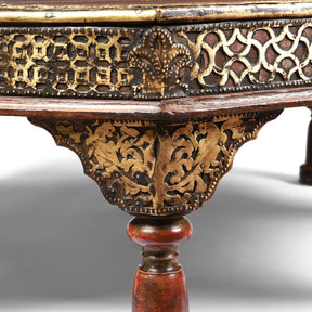 Octagonal Bajot Low Prayer Table From Shekhawati - 19thC