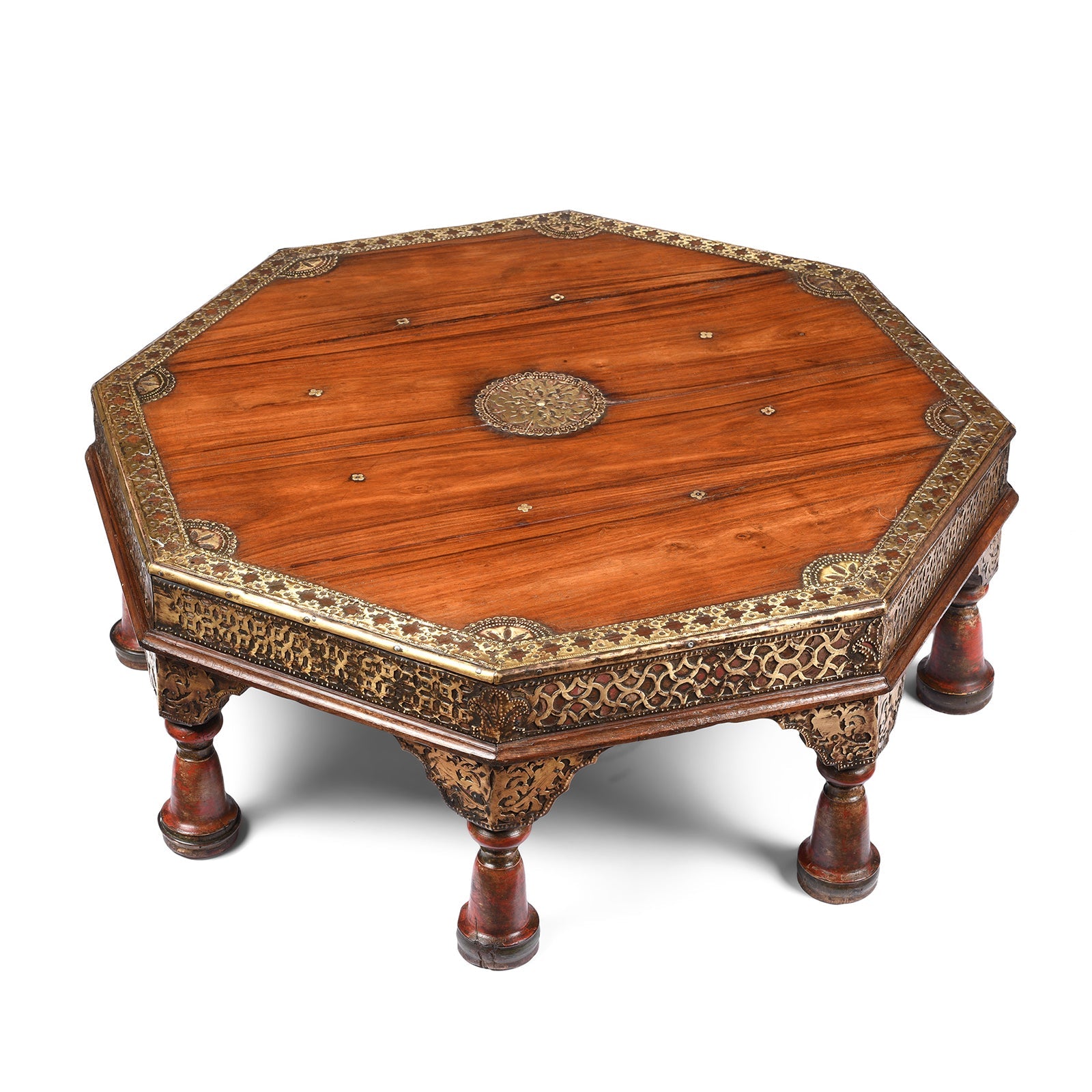 Octagonal Bajot Low Prayer Table From Shekhawati - 19thC