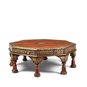 Octagonal Bajot Low Prayer Table From Shekhawati - 19thC
