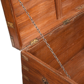Brass Bound Teak Indian Military Chest From Rajasthan -19thC
