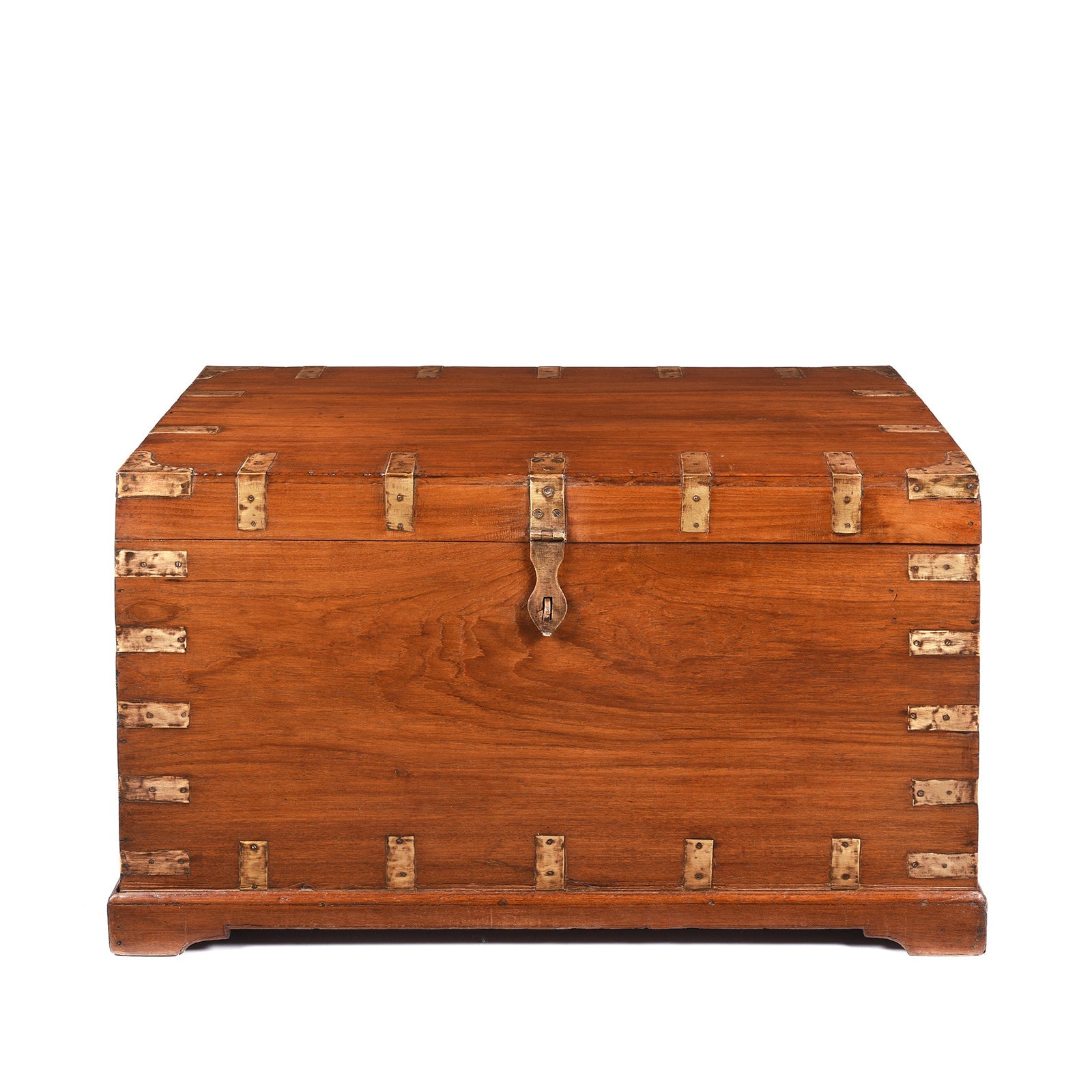 Brass Bound Teak Indian Military Chest From Rajasthan -19thC