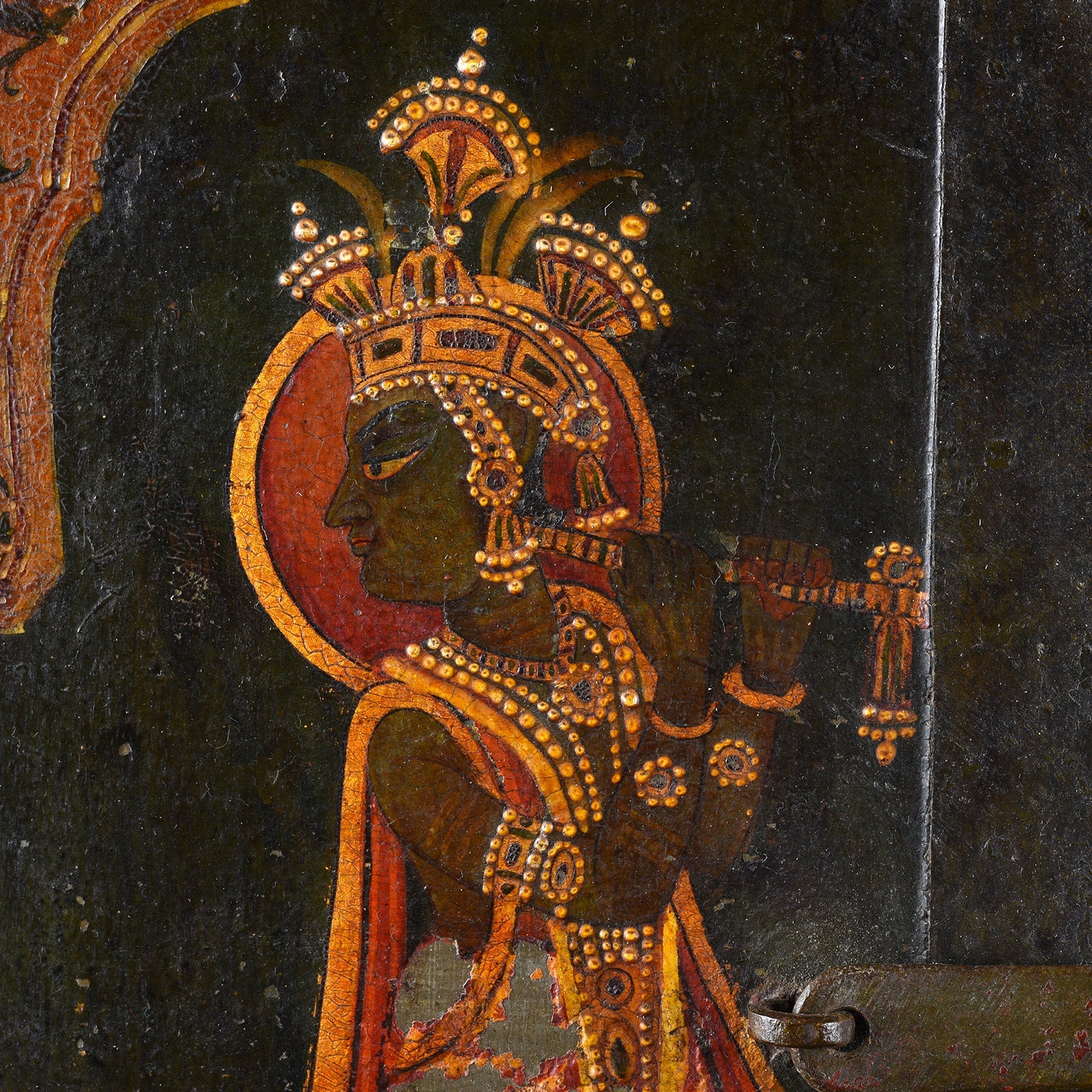 Painted Radha Krishna Shutter From Bikaner - 19th Century