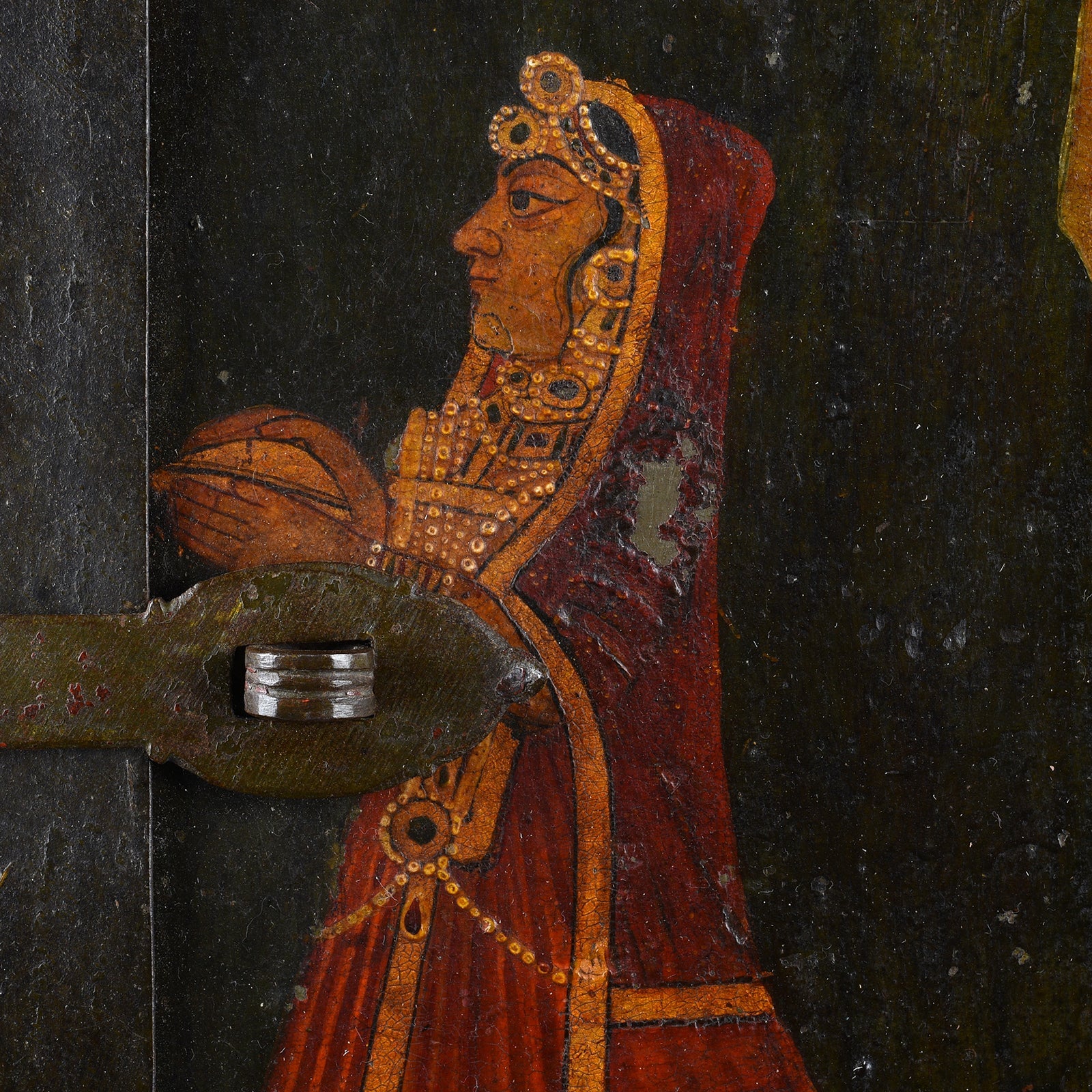 Painted Radha Krishna Shutter From Bikaner - 19th Century