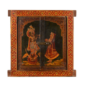 Painted Radha Krishna Shutter From Bikaner - 19th Century