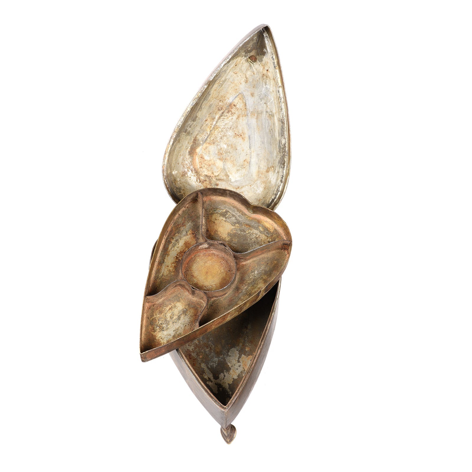Old Peacock Shaped Brass Betelnut Box - Ca 1920