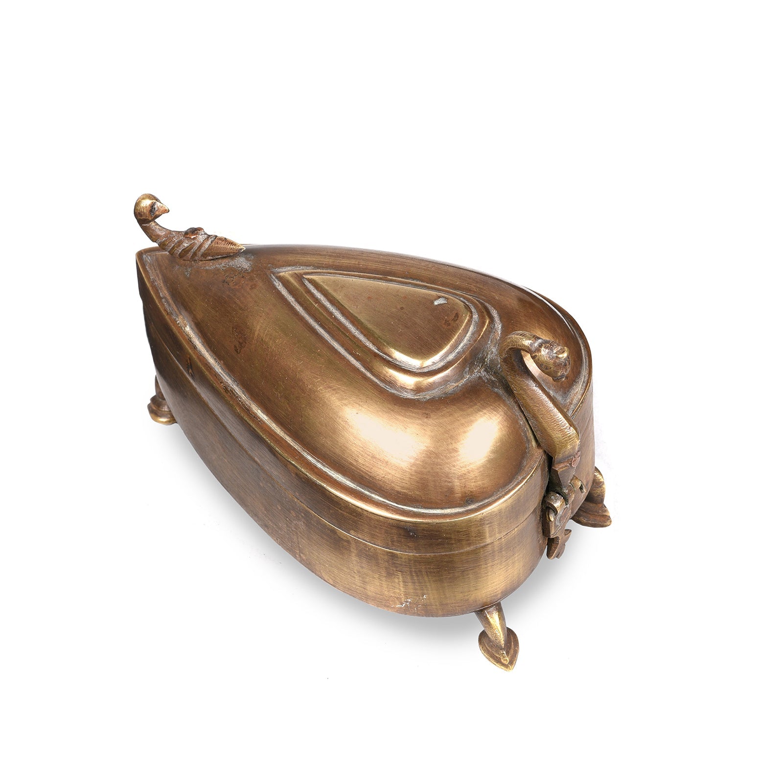Old Peacock Shaped Brass Betelnut Box - Ca 1920