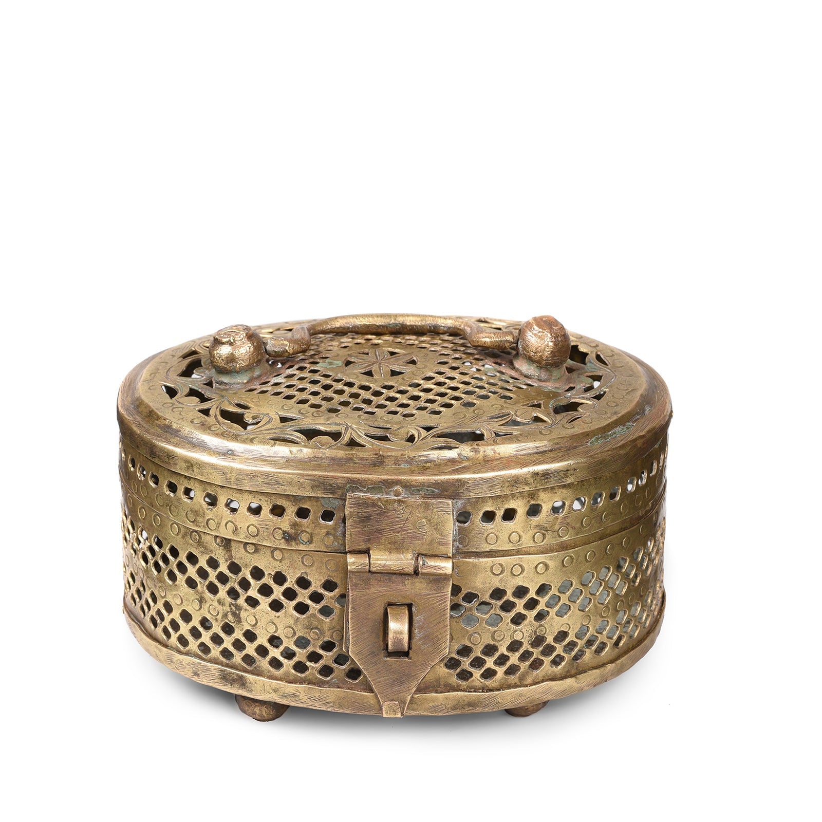Brass Jali Work Paan Box From India - Early 20th Century
