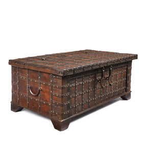 Iron Bound Indian Chest From Gujarat - 19thC