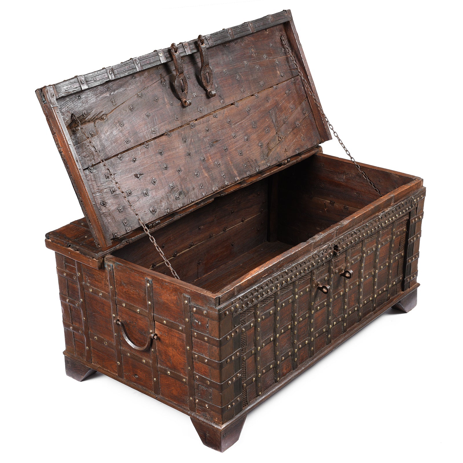 Iron Bound Indian Chest From Gujarat - 19thC
