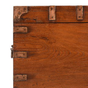Brass Bound Teak Military Chest From Rajasthan -19th Century