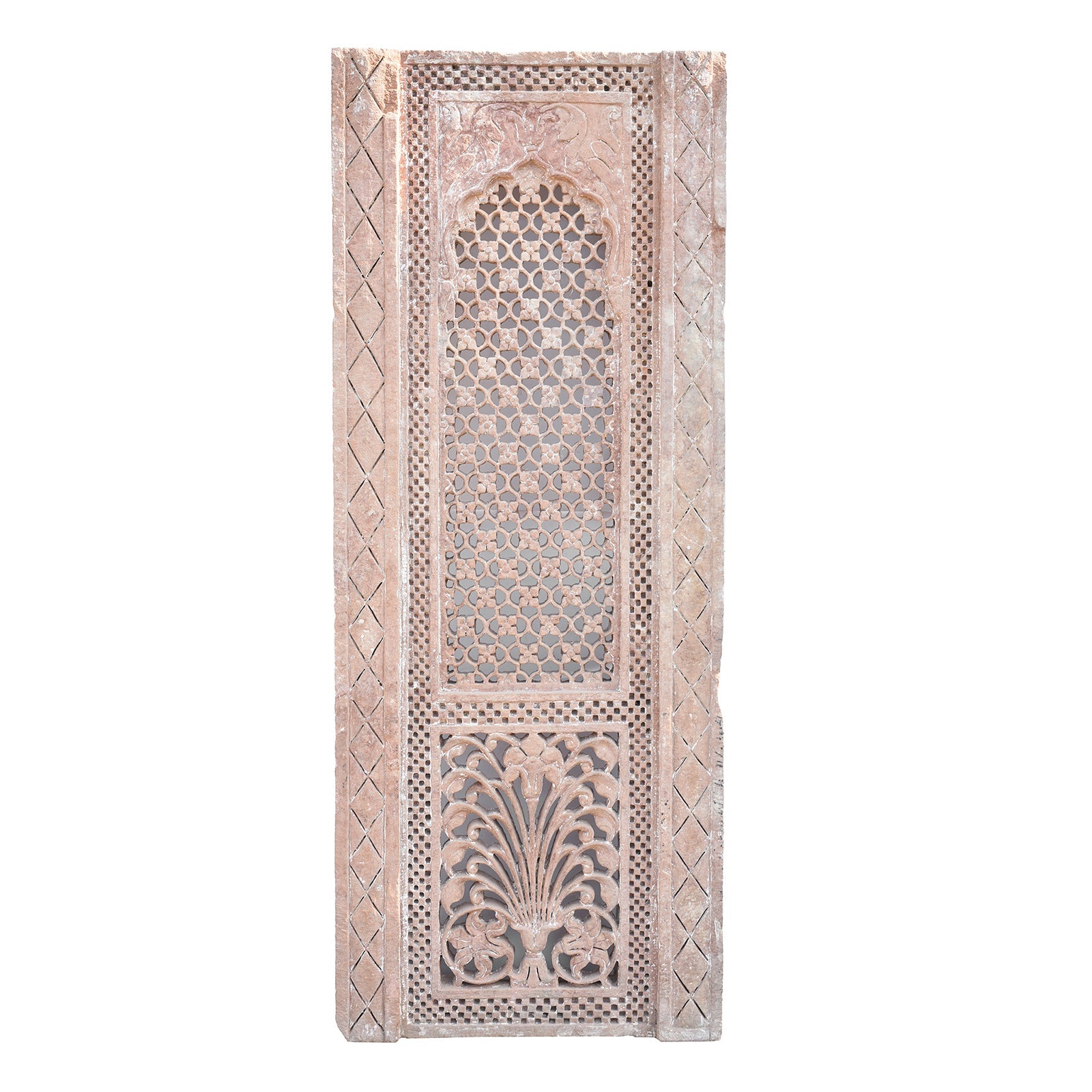 Old Carved Indian Stone Jali Panel From Rajasthan - 18thC