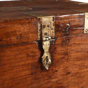 Brass Bound Teak Indian Military Chest From Rajasthan -19th Century