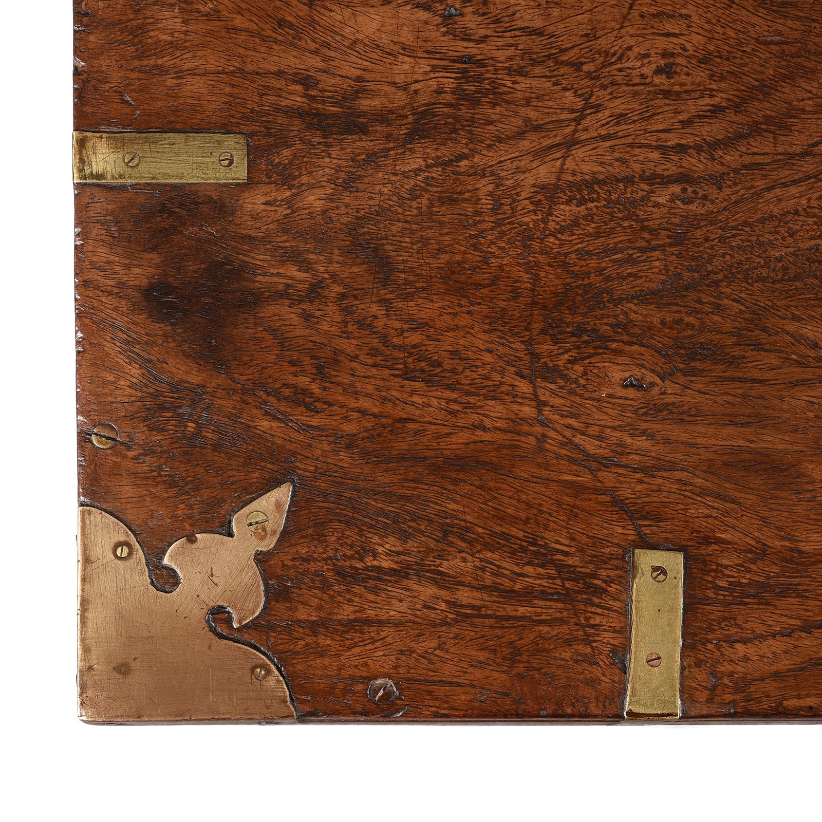 Brass Bound Teak Indian Military Chest From Rajasthan -19th Century