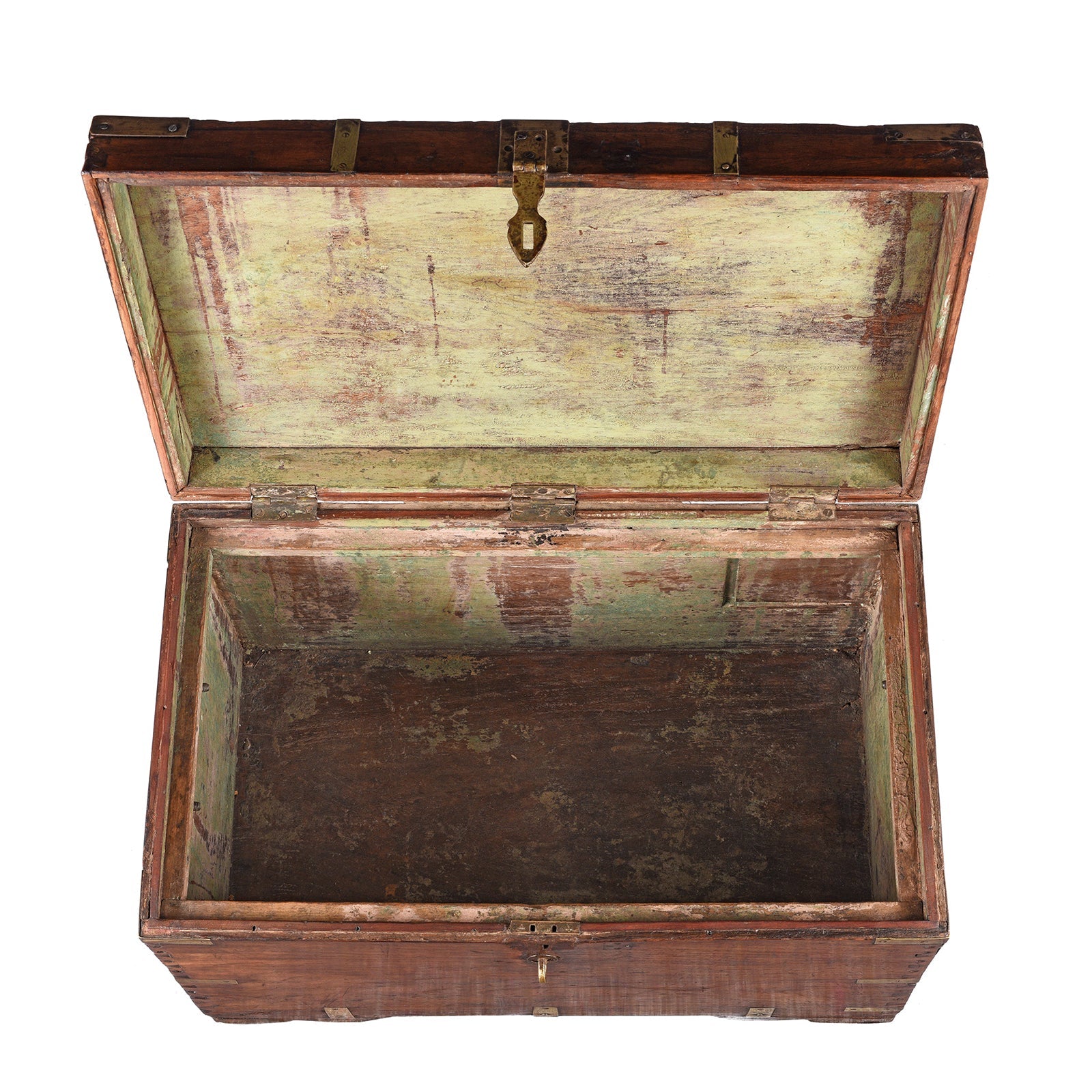 Brass Bound Teak Indian Military Chest From Rajasthan -19th Century
