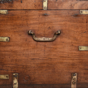 Brass Bound Teak Indian Military Chest From Rajasthan -19th Century