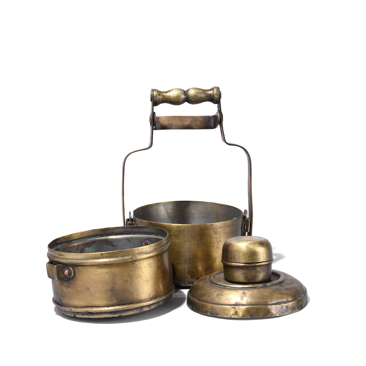 2 Tier Indian Vintage Brass Tiffin Box Set - Ca 1930