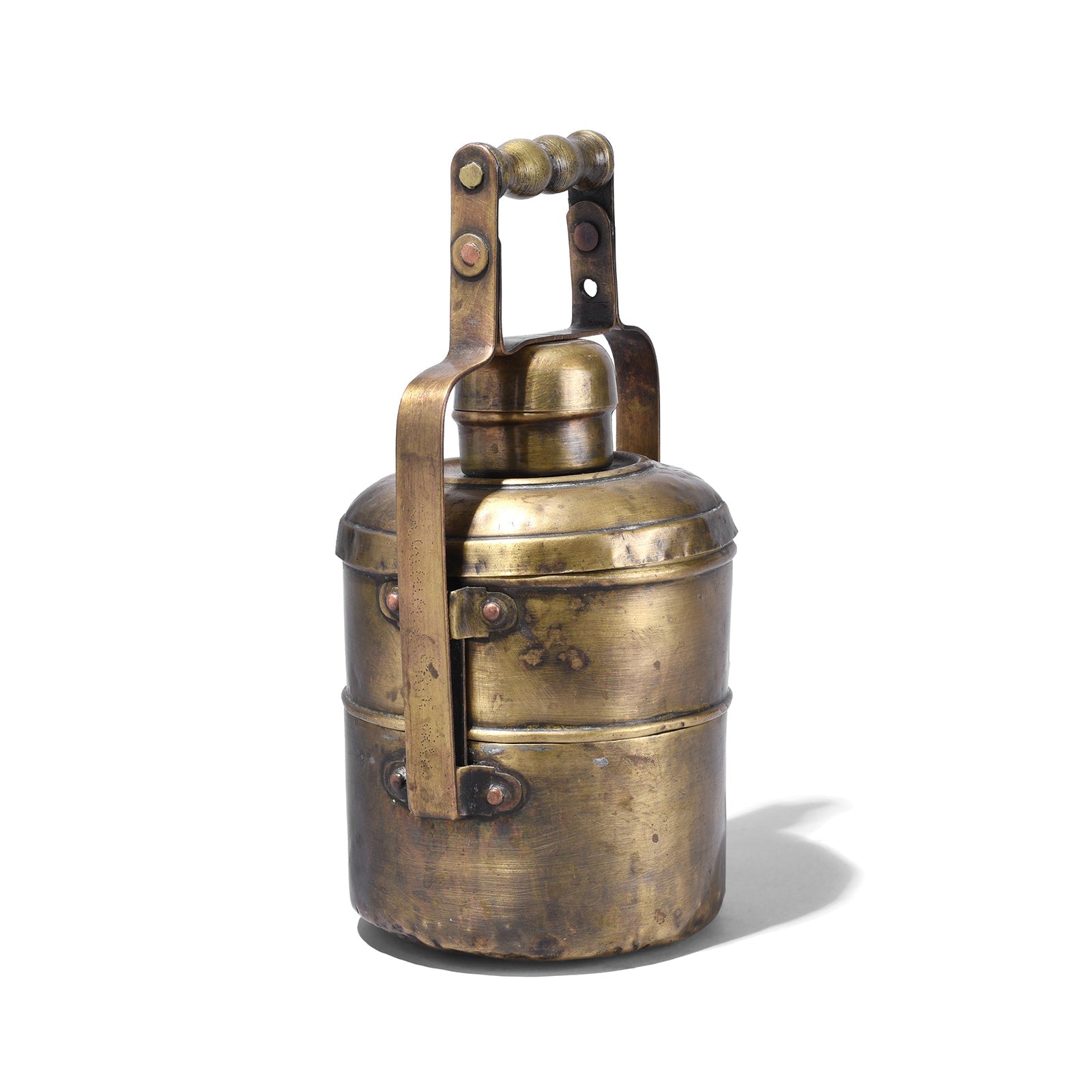 2 Tier Indian Vintage Brass Tiffin Box Set - Ca 1930