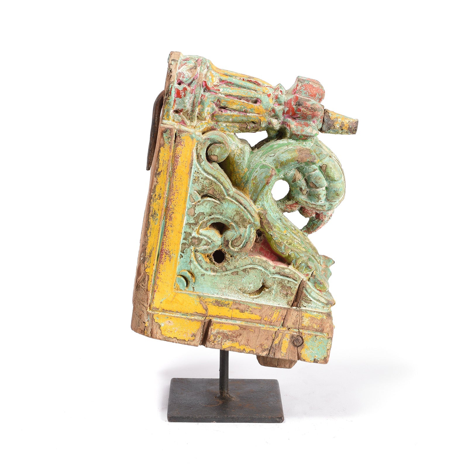 Painted Indian Corbel From Maharashtra - 19th Century