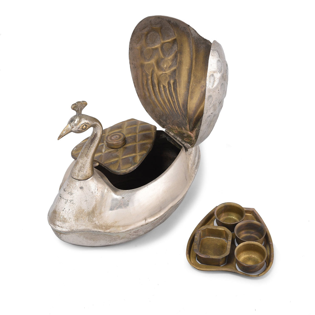Vintage Peacock Shaped Betelnut Box - Ca 1950