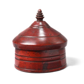 Red Lacquer Pot From Uttar Pradesh - Early 20thC