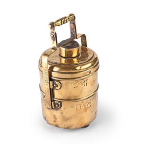 2 Tier Indian Vintage Brass Tiffin Box Set - Ca 1930