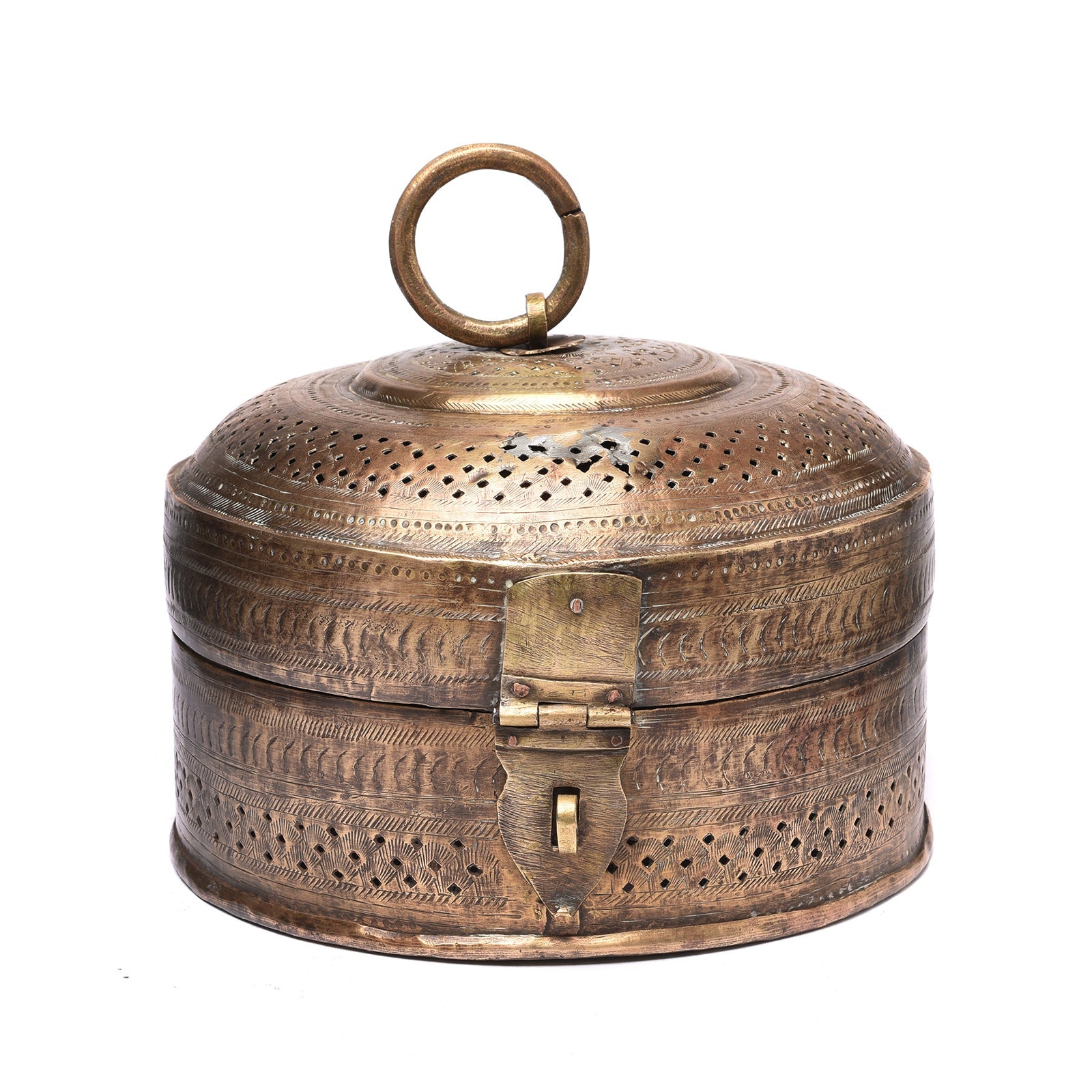 Indian Brass Paan Box From Rajasthan - Early 20thC