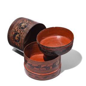 Burmese Black Lacquered Betel Box - Ca 1920