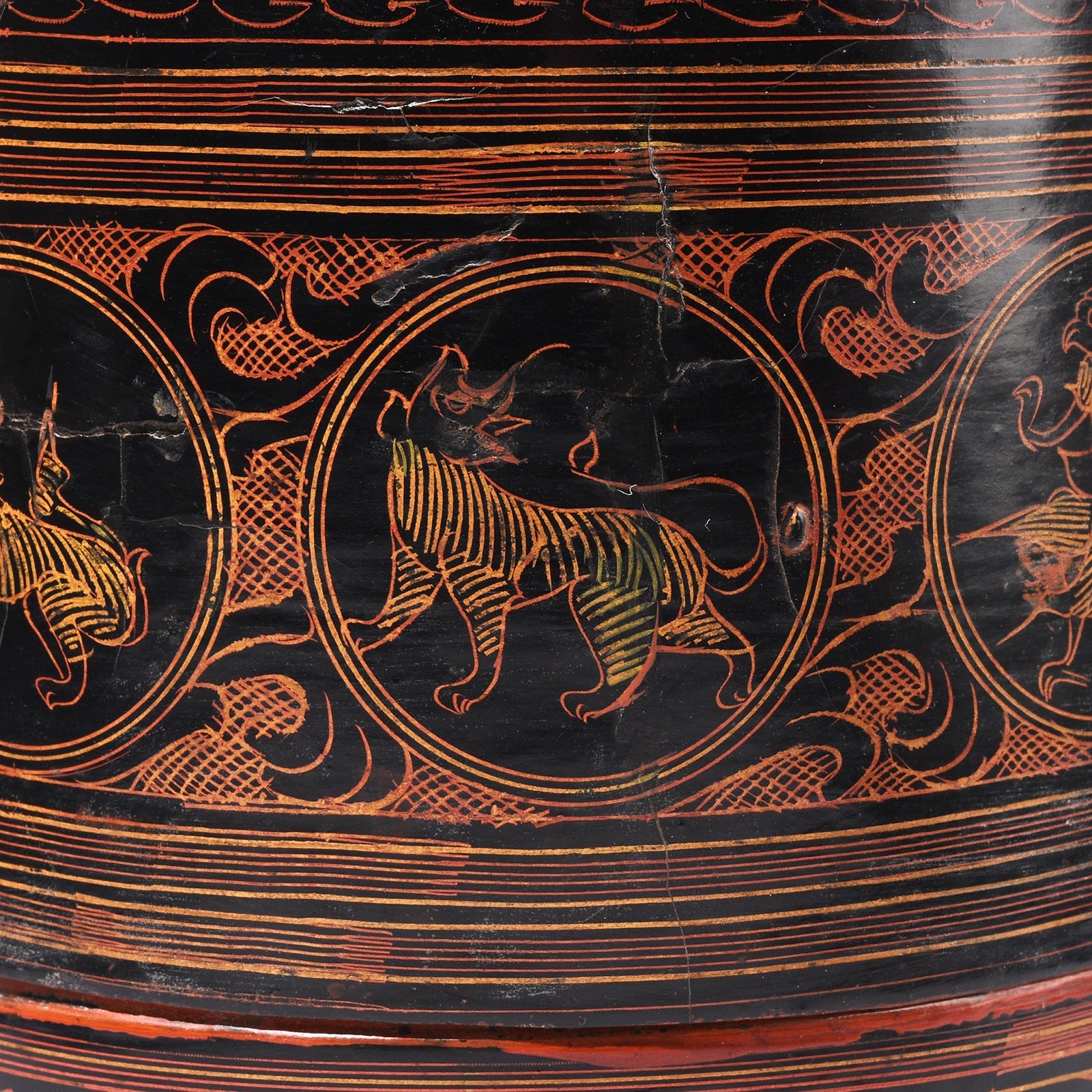 Burmese Black Lacquered Betel Box - Ca 1920