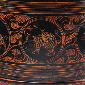 Burmese Black Lacquered Betel Box - Ca 1920