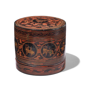 Burmese Black Lacquered Betel Box - Ca 1920