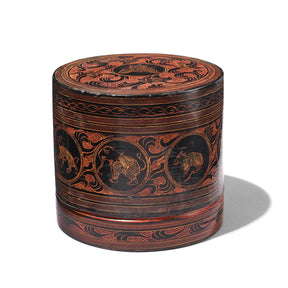 Burmese Black Lacquered Betel Box - Ca 1920