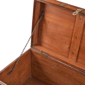 Brass Bound Teak Military Chest From Rajasthan - 19th Century