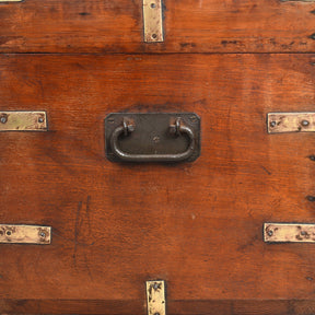 Brass Bound Teak Military Chest From Rajasthan - 19th Century