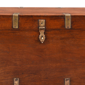 Brass Bound Teak Military Chest From Rajasthan - 19th Century