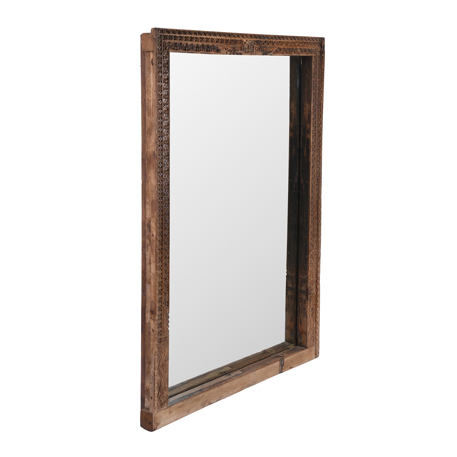 Carved Indian Window Mirror From Shekhawati - 19th Century