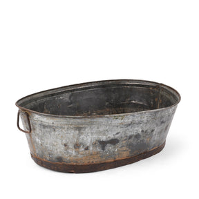 Vintage Galvanised Indian Planter - Ca 1950