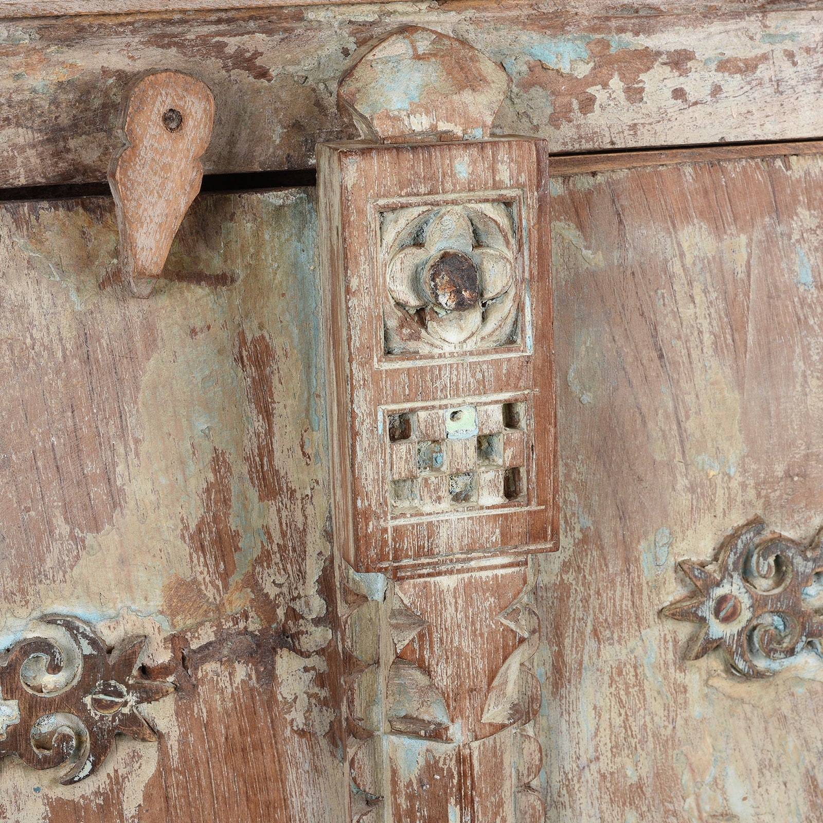 Reclaimed Teak Side Cabinet With Painted Finish